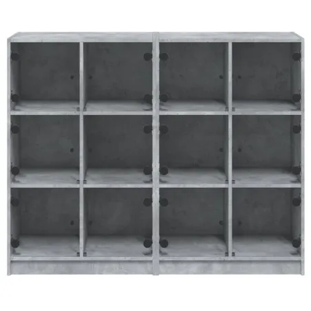 Bibliothèque avec portes gris béton 136x37x109 cm