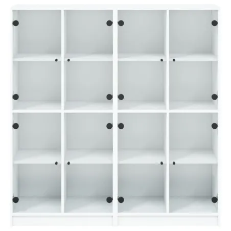 Bibliothèque avec portes blanc 136x37x142 cm bois d'ingénierie