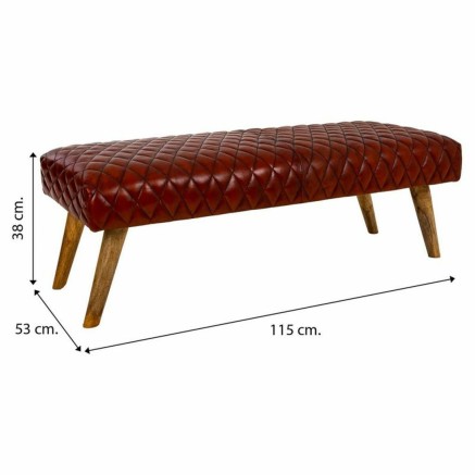 Banqueta Alexandra House Living Cuero Madera de mango 53 x 38 x 115 cm 2