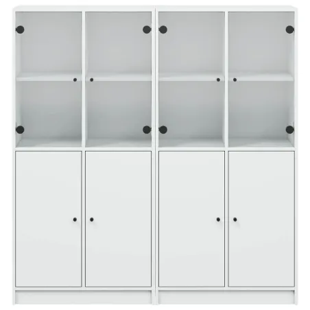 Bibliothèque avec portes blanc 136x37x142 cm bois d'ingénierie