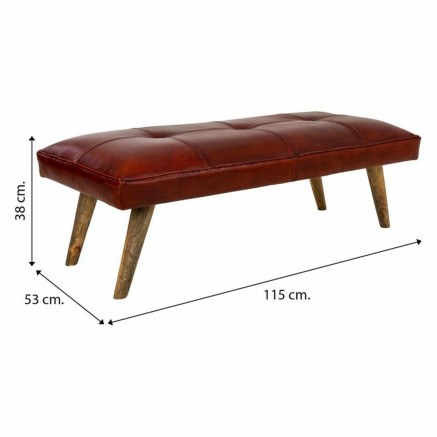 Banqueta Alexandra House Living Rojo Cuero Madera de mango 53 x 38 x 1 2