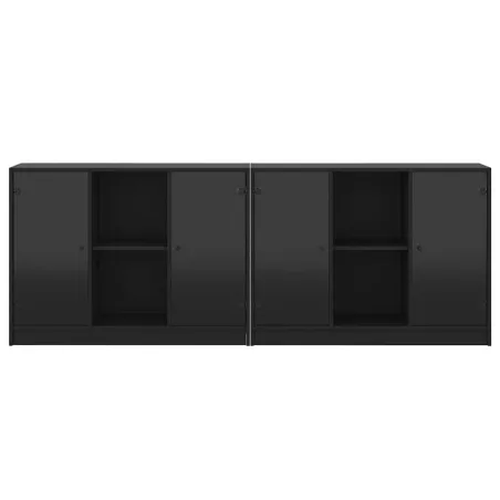 Bibliothèque avec portes noir 204x37x75 cm bois d'ingénierie