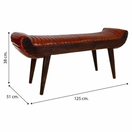 Banco Alexandra House Living Cuero Madera de mango 51 x 38 x 125 cm 2