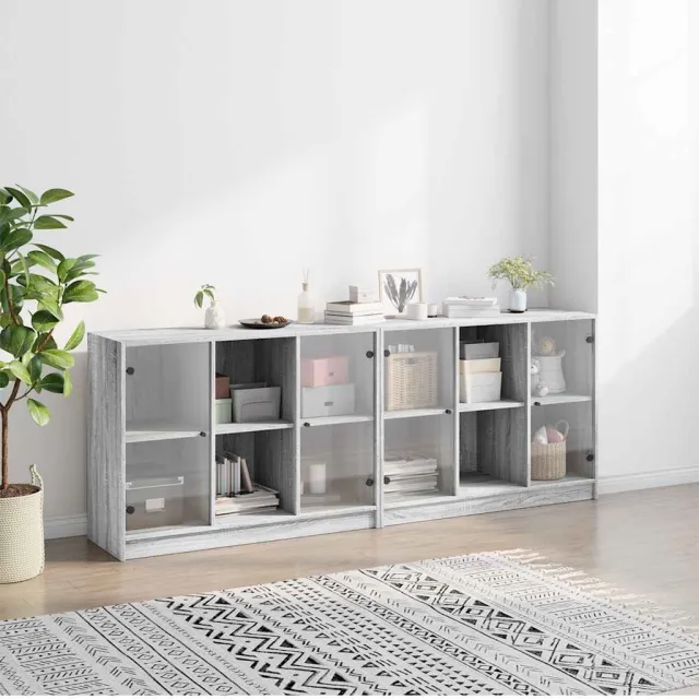 Bibliothèque avec portes sonoma gris 204x37x75 cm