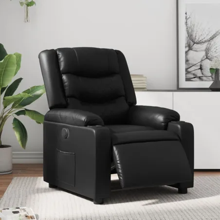 Fauteuil inclinable électrique Noir Similicuir