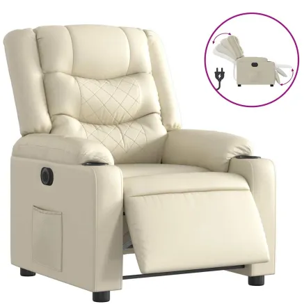 Fauteuil inclinable électrique Crème Similicuir 2