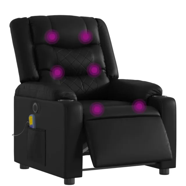 Fauteuil de massage inclinable électrique noir similicuir