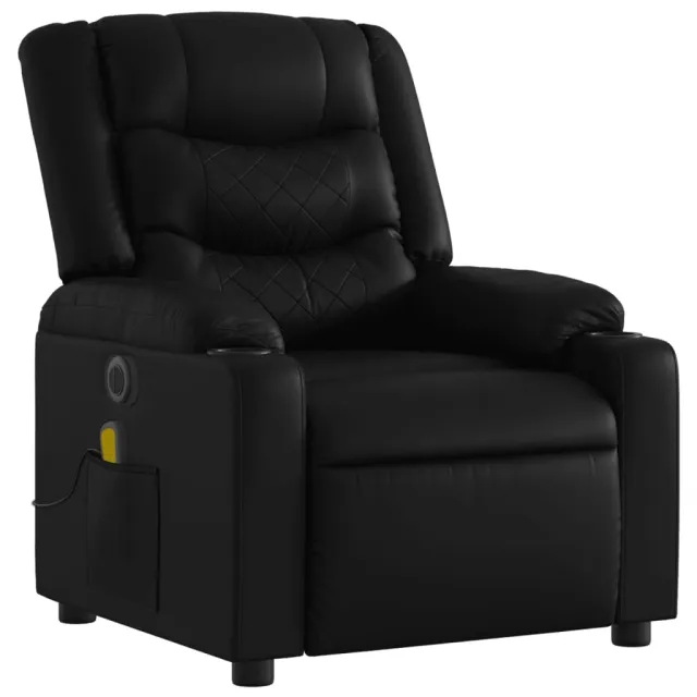 Fauteuil de massage inclinable électrique noir similicuir