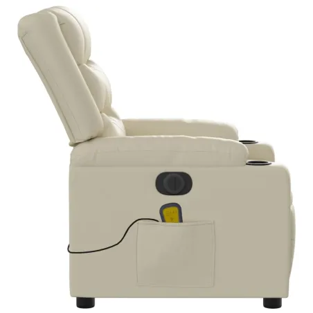 Fauteuil de massage inclinable électrique crème similicuir