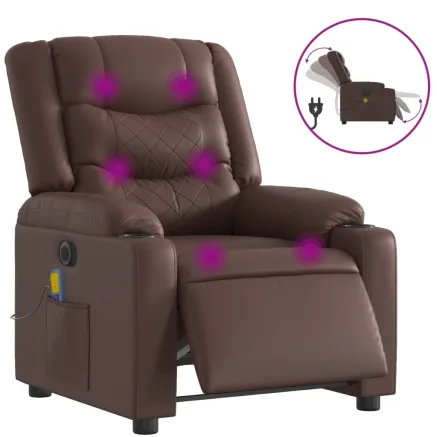 Fauteuil de massage inclinable électrique marron similicuir 2