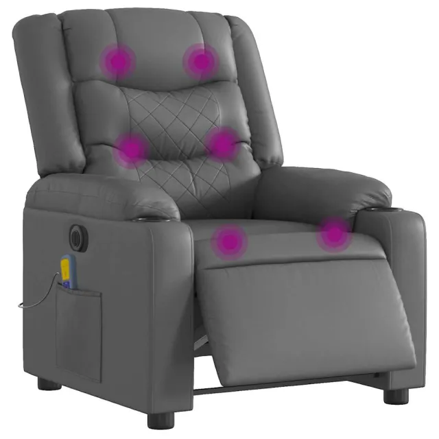Fauteuil de massage inclinable électrique gris similicuir