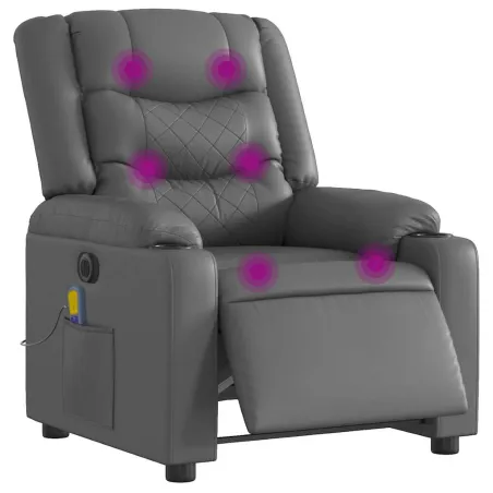 Fauteuil de massage inclinable électrique gris similicuir