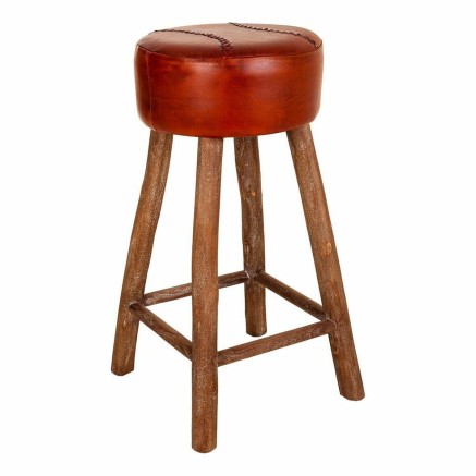 Kruk Alexandra House Living Bruin Leer Mangohout 78 x 41 x 41 cm