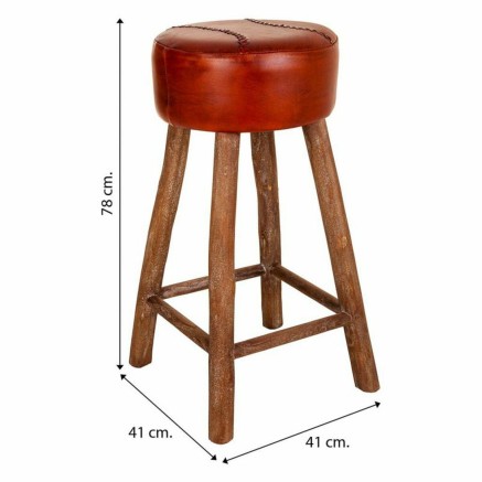 Kruk Alexandra House Living Bruin Leer Mangohout 78 x 41 x 41 cm 2