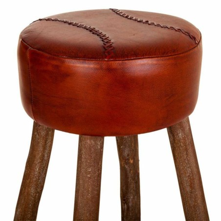Tabouret Alexandra House Living Marron Cuir Bois de manguier 78 x 41 x