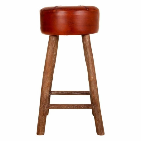 Tabouret Alexandra House Living Marron Cuir Bois de manguier 78 x 41 x
