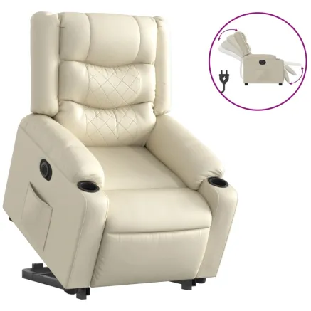 Fauteuil inclinable électrique crème similicuir 2