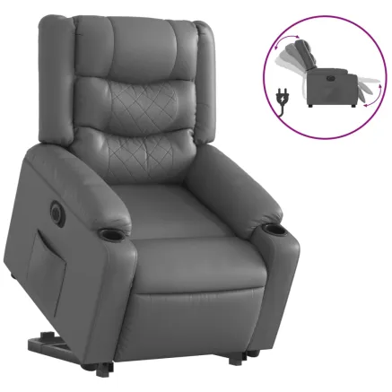 Fauteuil inclinable électrique gris similicuir 2