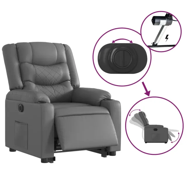Fauteuil inclinable électrique gris similicuir