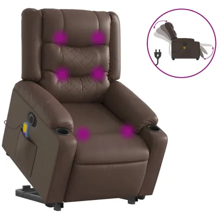Fauteuil inclinable de massage électrique marron similicuir 2