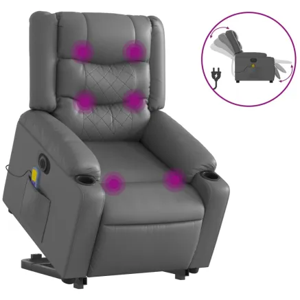 Fauteuil inclinable de massage électrique gris similicuir 2