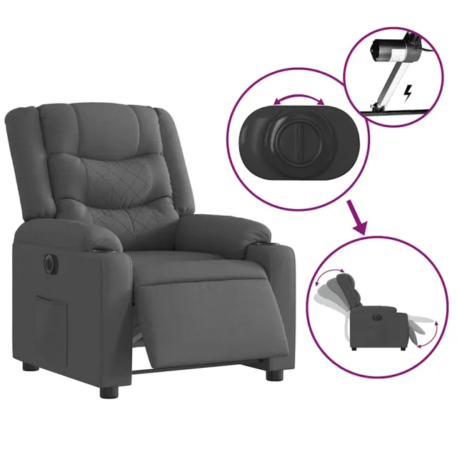 Fauteuil inclinable électrique Gris foncé Tissu