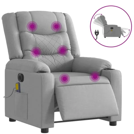 Fauteuil de massage inclinable électrique gris clair tissu 2