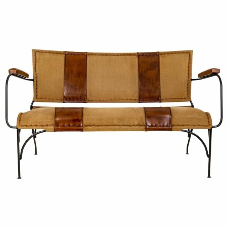 Panca Alexandra House Living Pelle Ferro Legno di mango 71 x 76 x 127