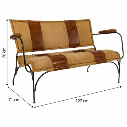 Banco Alexandra House Living Cuero Hierro Madera de mango 71 x 76 x 12 2