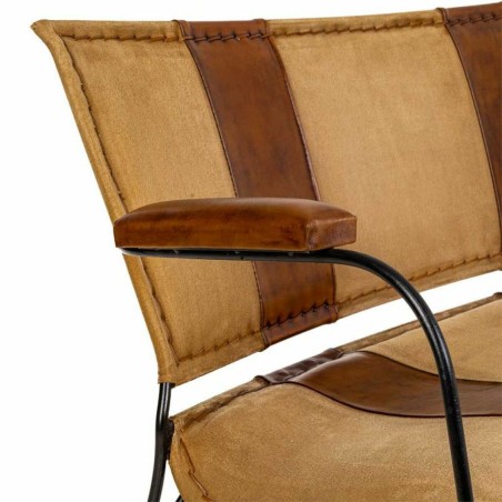 Banco Alexandra House Living Cuero Hierro Madera de mango 71 x 76 x 12