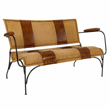 Banco Alexandra House Living Cuero Hierro Madera de mango 71 x 76 x 12