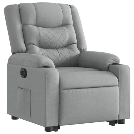 Fauteuil inclinable électrique gris clair tissu