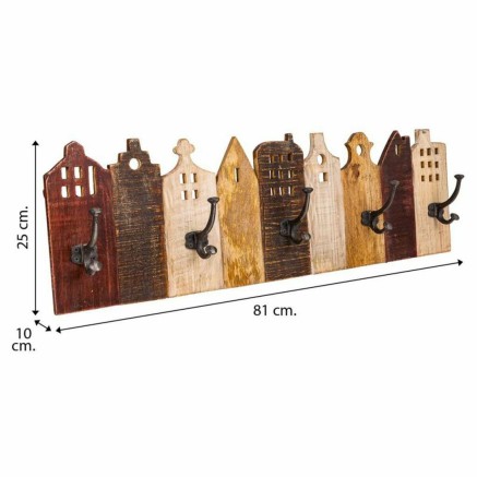 Wandgarderobe Alexandra House Living Eisen Mango-Holz Häuser 10 x 25 2