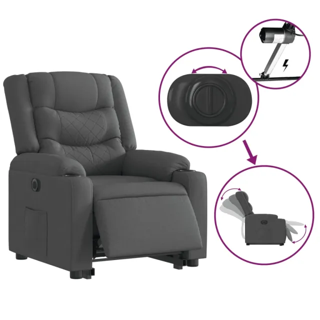 Fauteuil inclinable électrique gris foncé tissu
