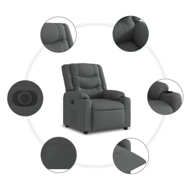 Fauteuil inclinable électrique gris foncé tissu