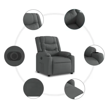 Fauteuil inclinable électrique gris foncé tissu