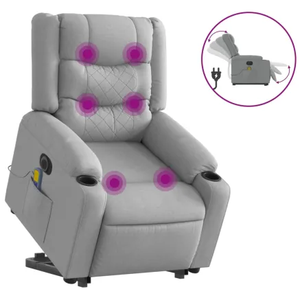 Fauteuil inclinable de massage électrique Gris clair Tissu 2