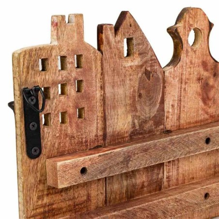 Wandgarderobe Alexandra House Living Eisen Mango-Holz Häuser 10 x 25