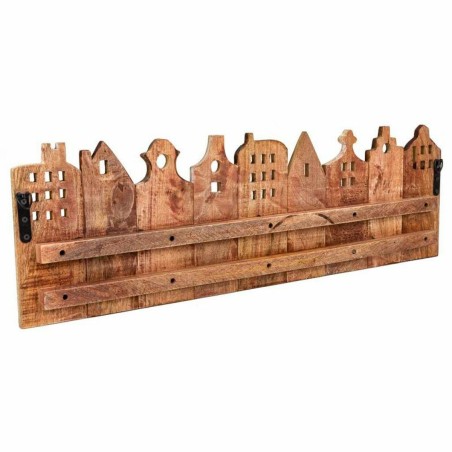 Wandgarderobe Alexandra House Living Eisen Mango-Holz Häuser 10 x 25