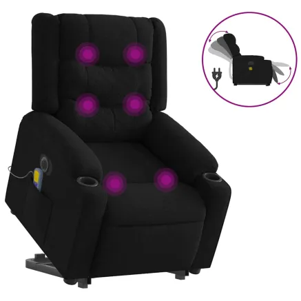 Fauteuil inclinable de massage électrique Noir Tissu 2