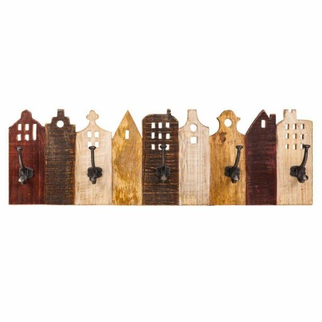 Wandkapstok Alexandra House Living Ijzer Mangohout Huizen 10 x 25 x 81