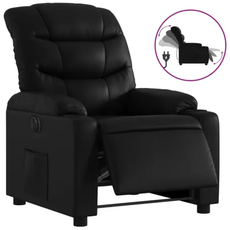 Fauteuil inclinable électrique Noir Similicuir
