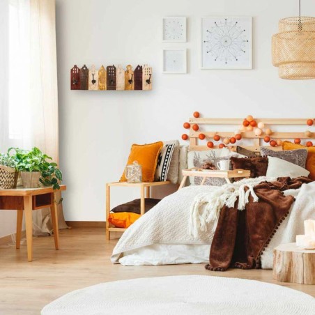 Wandgarderobe Alexandra House Living Eisen Mango-Holz Häuser 10 x 25