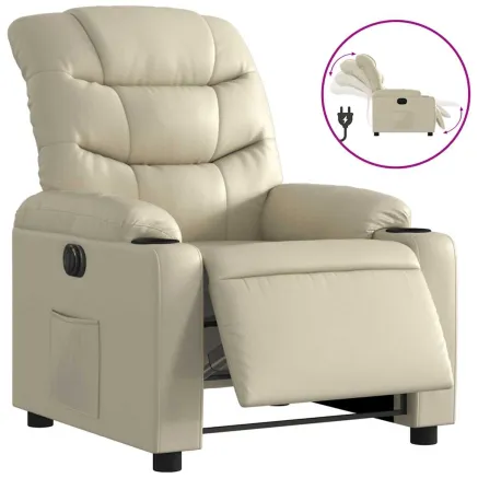 Fauteuil inclinable électrique Crème Similicuir 2