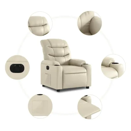 Fauteuil inclinable électrique Crème Similicuir