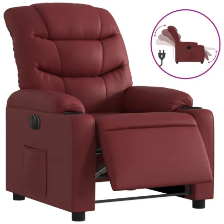 Fauteuil inclinable électrique Rouge bordeaux Similicuir 2