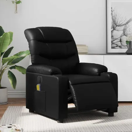 Fauteuil de massage inclinable électrique noir similicuir