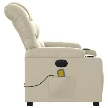 Fauteuil de massage inclinable électrique crème similicuir