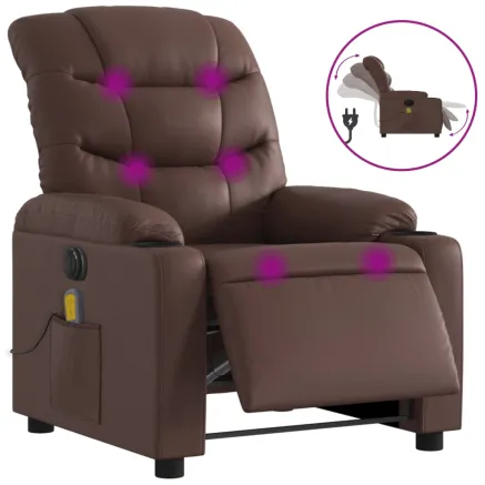 Fauteuil de massage inclinable électrique marron similicuir 2