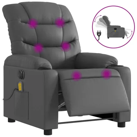 Fauteuil de massage inclinable électrique gris similicuir 2